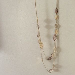 COPY - Faux gold and rose gold leaf necklace